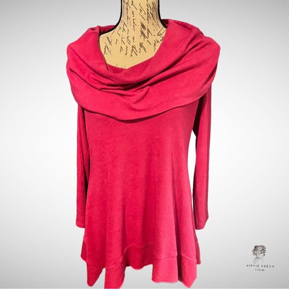 Soft Surroundings Weekend Layers Raspberry Pink Cowl Neck Jersey Knit Tunic S - Picture 2 of 7